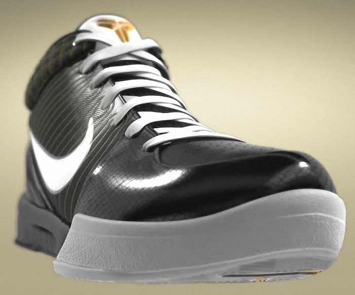 Kobe Bryant Nike Zoom Kobe IV (4), Black and White Edition with colors black, white and yellow. Picture 03