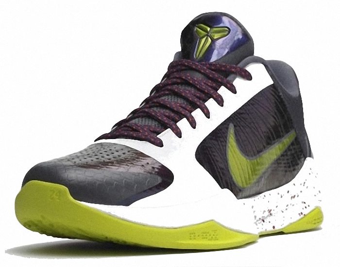 Kobe Bryant Nike Zoom Kobe V (5), Chaos Edition (Christmas Day) with colors bright yellow, black and white. Picture 01